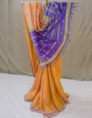 Brick Red Yellow Udupi Cotton Saree with Floral Butis | Mitranis