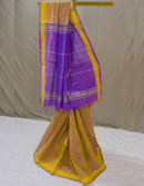 Purple Yellow Dual Tone Udupi Cotton Saree with Butis | Mitranis
