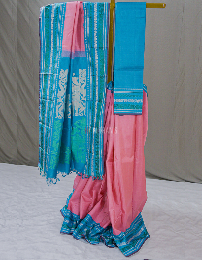 Pink Zero Zari Kanchivaram Silk Saree | Mitranis
