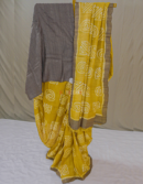 Hand Batik Pure Gachi Tussar Saree with Black Border | Mitranis
