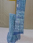 Indigo Small Floral Cotton Dabu Print Saree | Mitranis