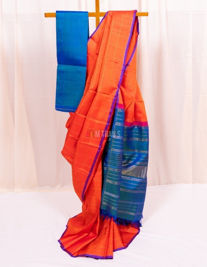 Fanta Orange Pure Zari Kanjivaram Silk Saree