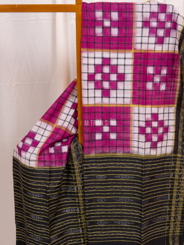 Magenta and White Pasapalli Cotton Dupatta