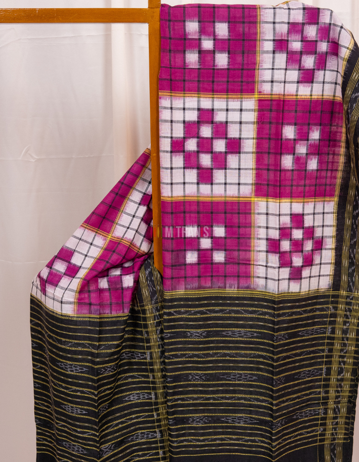 Magenta and White Pasapalli Cotton Dupatta