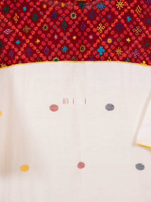 Bengal 80 count cotton Jamdani with pure Lambani hand embroidery