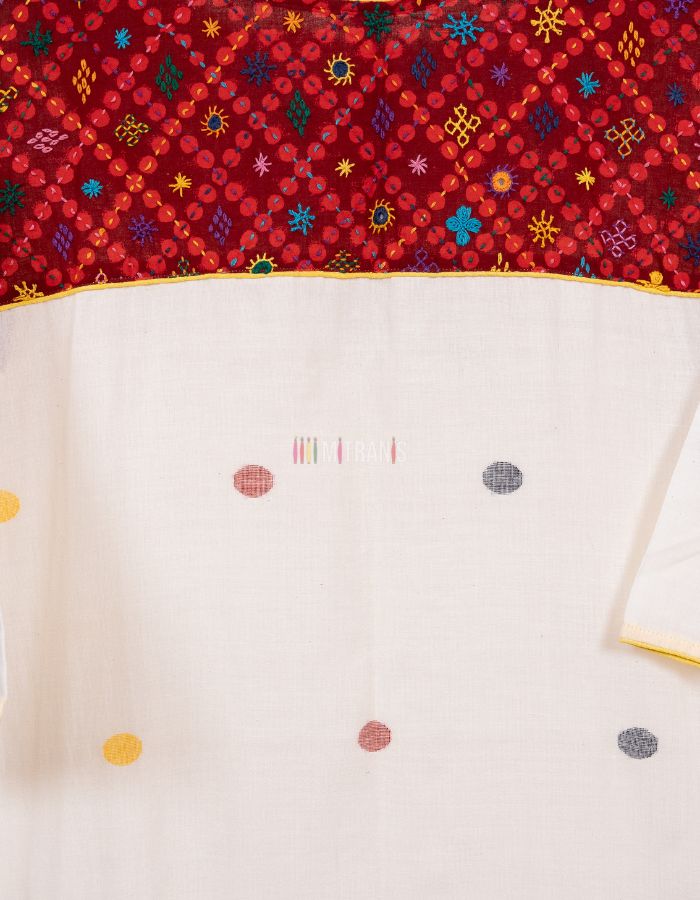 Bengal 80 count cotton Jamdani with pure Lambani hand embroidery