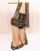 Tussar and Black Cotton Gadwal Saree with Silk Border