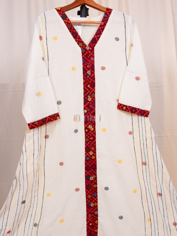 Bengal Jamdani Cotton Long Dress with Lambani Handwork