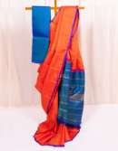Fanta Orange Zero Zari Kanjivaram Silk Saree with Zari Checks