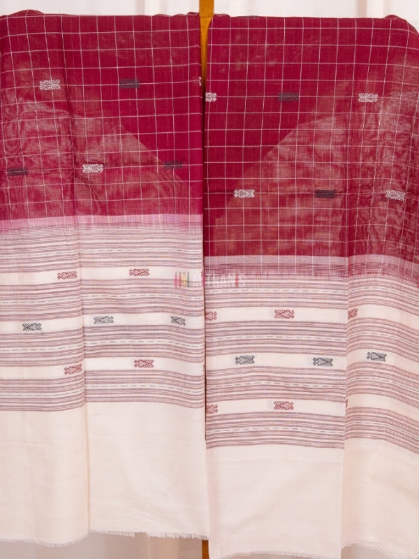 Maroon Kotpad Cotton Dupatta with Temple Border