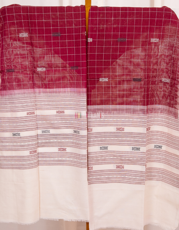 Maroon Kotpad Cotton Dupatta with Temple Border