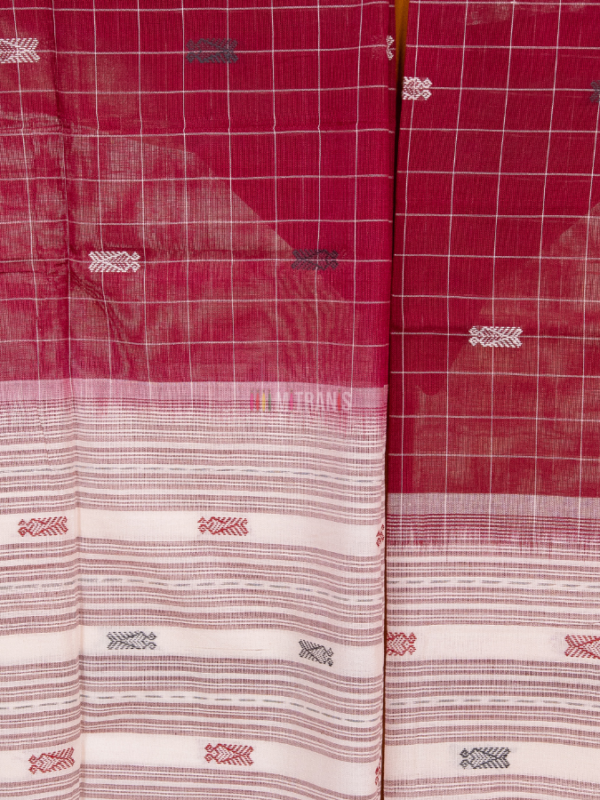 Maroon Kotpad Cotton Dupatta with Temple Border