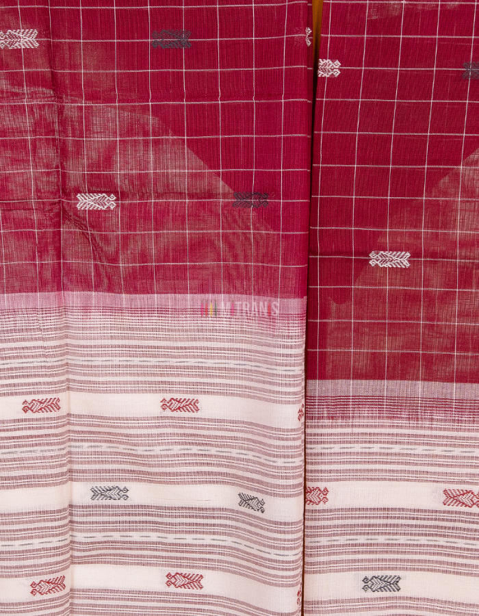 Maroon Kotpad Cotton Dupatta with Temple Border