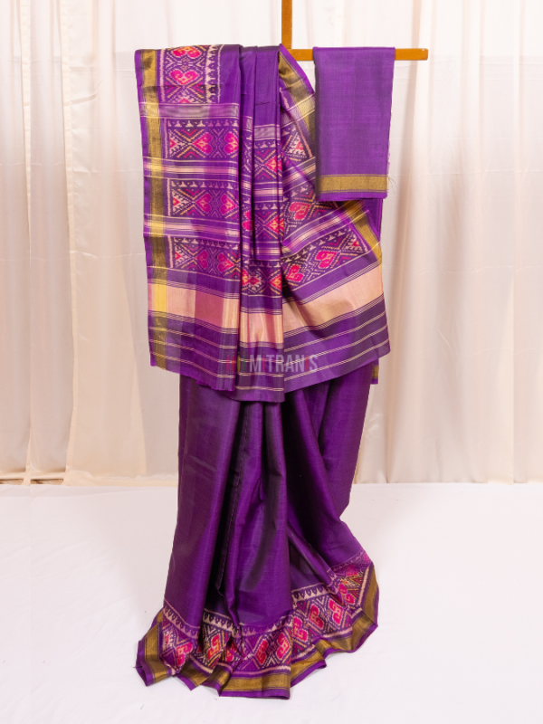 Eggplant Rajkot Single Patola Silk Saree