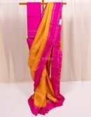 Yellow and Rani Pink Zero Zari Kanjivaram Silk Saree