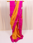 Yellow and Rani Pink Zero Zari Kanjivaram Silk Saree
