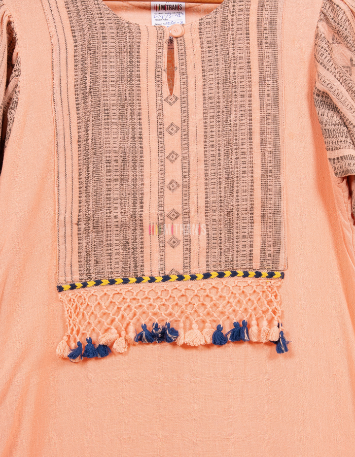 Kala Cotton Long Dress with Eri Threadwork and Pockets - Image 2