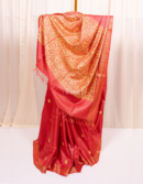 Candy Red Kosa Silk Saree with Tribal Motif Anchal