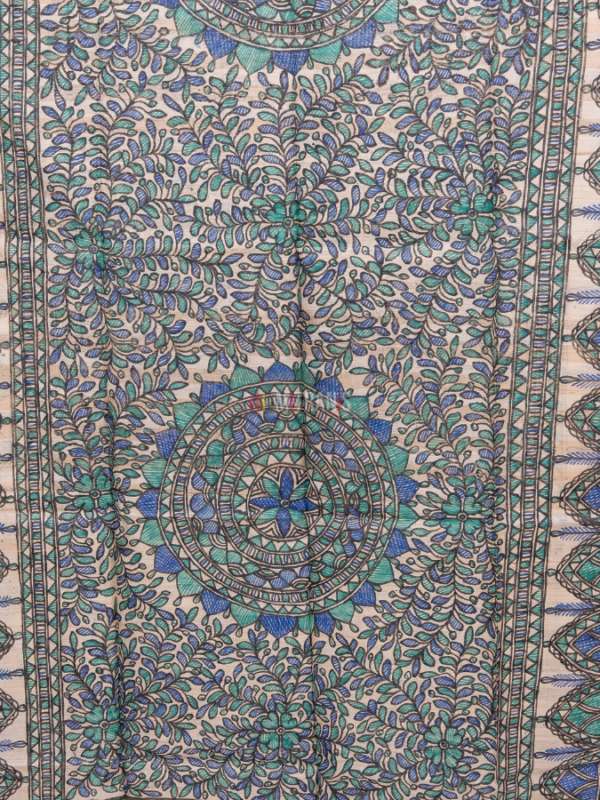 Madhubani Hand Painted Tussar Silk Dupatta