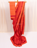 Crimson Red Zero Zari Kanjivaram Silk Saree with Threadwork Buti
