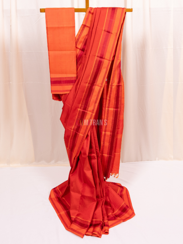 Crimson Red Zero Zari Kanjivaram Silk Saree with Threadwork Buti