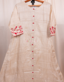 Kosa Tussar Long Dress with Machine Embroidery