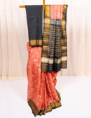 Reddish Peach Rajkot Single Patola Silk Saree