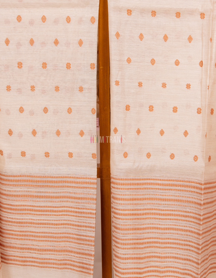 Natural Kosa Tussar Dupatta with Rust Buti Design - Image 2