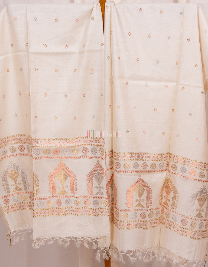 Kosa Tussar and Bamboo Thread Dupatta with Zari Accents