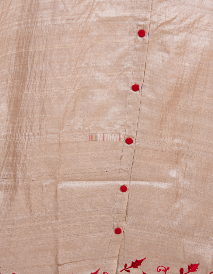 Kosa Tussar Long Dress with Machine Embroidery - Image 2