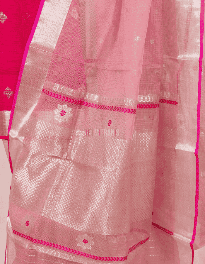 Dusty Pink Pure Silver Zari Kota Doria - Image 3