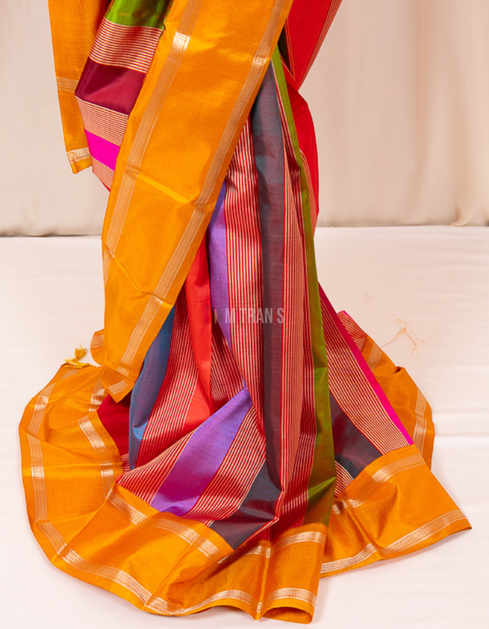 Multicolour Pure Silver Zari Kanjeevaram - Image 2