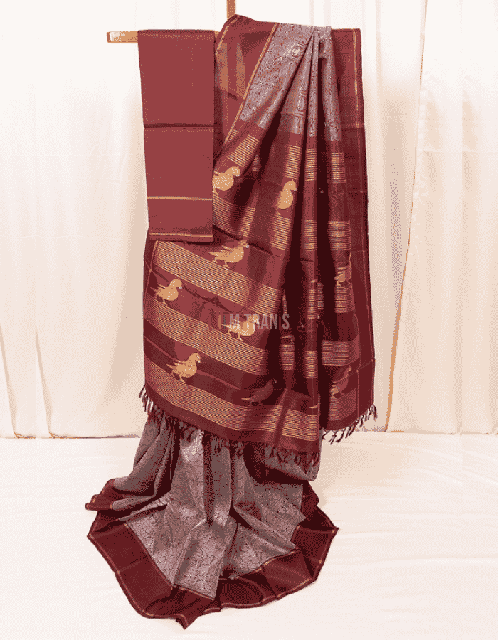 Dark Marron Pure Zari Kanjeevaram