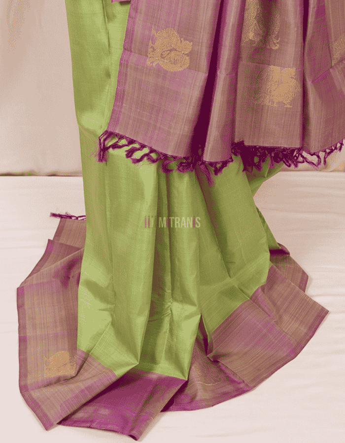Pastel Green Pure Zari Kanjeevaram - Image 2