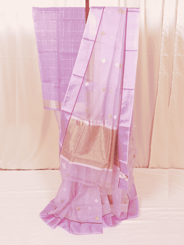 Soft Lilac Pure Silver Zari Kota Doria
