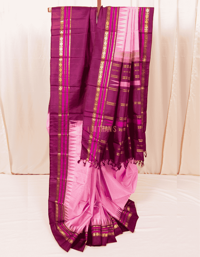 Dark Fuchsia Pink Pure Zari Kanjeevaram