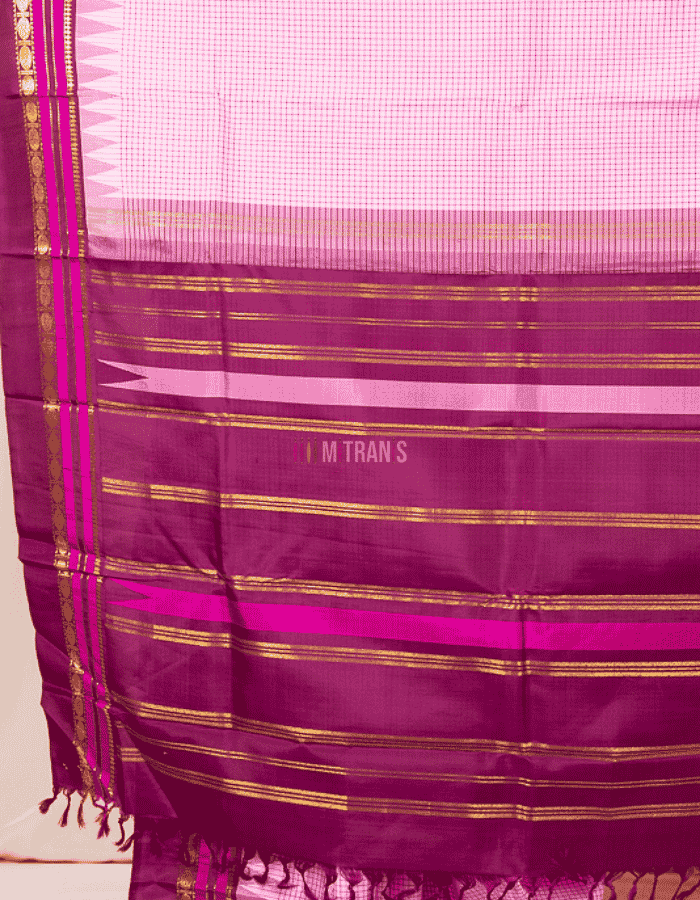 Dark Fuchsia Pink Pure Zari Kanjeevaram - Image 3