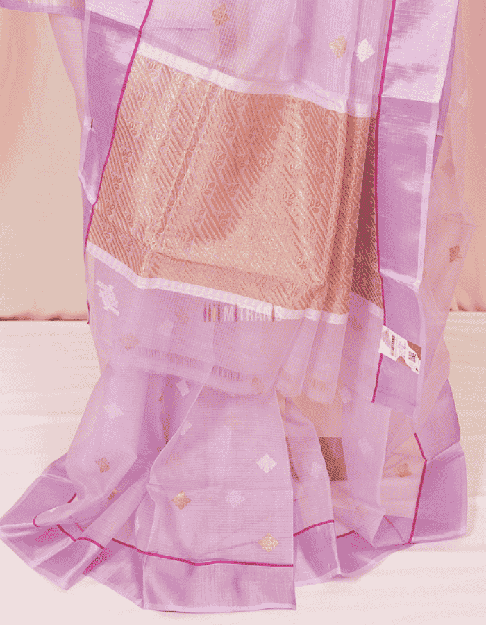 Soft Lilac Pure Silver Zari Kota Doria - Image 2