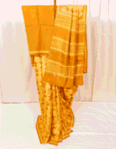 Light Yellow Dabu Hand Block Print Tussar