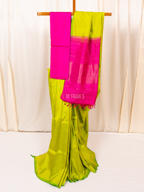 Yellow Parrot Green Pure Zari Kanjeevaram