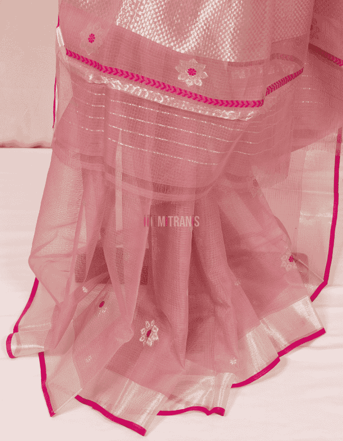 Dusty Pink Pure Silver Zari Kota Doria - Image 2